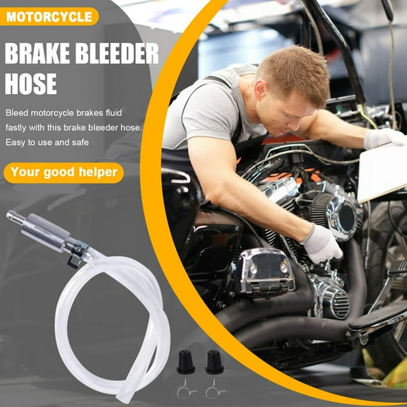 Universal Brake Bleeder Kit - One-Way Check Valve Hose with Metal Clips for Cars, Motorcycles & ATVs - DOT 4 Fluid Compatible - Includes 3 Clamps & 2 Rubber Plugs