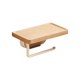 thumbnail image 1 of Soporte para papel higiénico de madera de haya con estante y ventosa. Estante para rollos de papel higiénico de baño sin necesidad de taladrar. Estante de almacenamiento de pared compacto para baño., 1 of 6