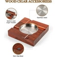 thumbnail image 4 of Wood Cigar Ashtray Accessories for Cigarettes - Indoor Outdoor Patio Home Office Use - Square Wooden Brown Ash Tray Gift Set for Men With Gift Box (Classic), 4 of 6