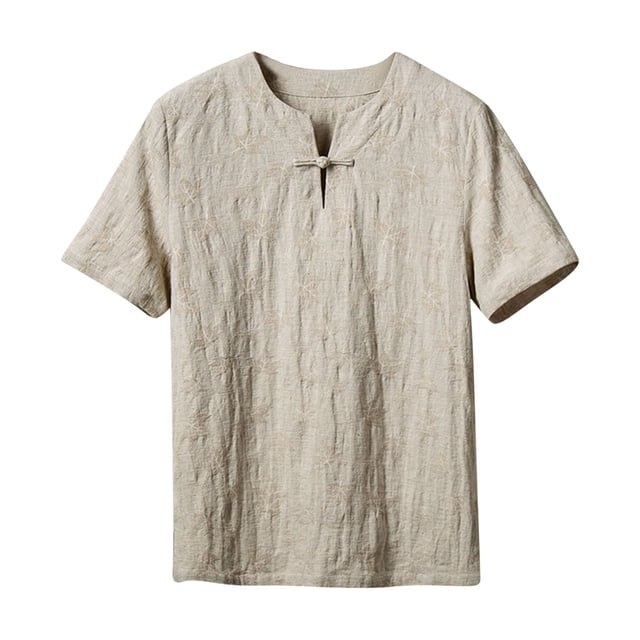 BOBOGOJP T-Shirts en Coton Surdimensionnés pour Hommes, Manches Courtes, Col Rond, Coupe Décontractée (Kaki, 4TG)