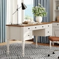 thumbnail image 6 of WAMAPT Farmhouse Executive Desk with 5 Drawers, Home Office Desk with Charging Station, Wooden Computer Desk with File Cabinet Storage, Door, Open Shelf for Work and Study, White, 56 inch, 6 of 10