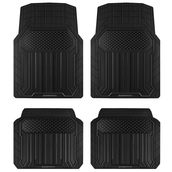 Car Grand Heavy Duty Rubber Car Mats All Season Car Floor Mats Non Slip Waterproof Automotive Floor Mats Set of 4 pieces Black