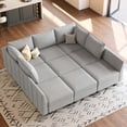 thumbnail image 3 of Belffin 9 pieces Chenille Modular Sectional Sofa Sectional Sleeper Sofa Washable Cushion with storage for Living Room,Beige, 3 of 9