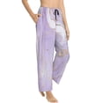 thumbnail image 2 of Xecao Lavender Glitter Foil Stripes Women's Straight Lounge Pajama Pants: The Epitome of Relaxed Sleepwear, 2 of 9