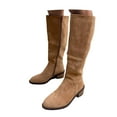 thumbnail image 2 of Knee High Boots Women Fold Over Knee High Boots Chunky High Heels Long Boots Zipper Pointed Toe Dress Tall Boots for Women,Color:Khaki,Size:6, 2 of 8