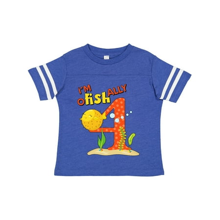 

Inktastic I m O-Fish-Ally Four- Cute Puffer Fish Fourth Birthday Gift Toddler Boy or Toddler Girl T-Shirt