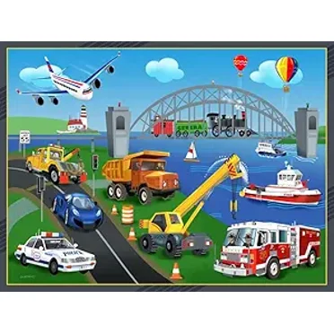 Construction Equiptment Fire Truck Police Birthday Edible Image Cake Topper For Quarter Sheet Cake By TNCT