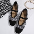 thumbnail image 4 of ZunFeo Womens Sparkly Flats Silver Glitter Mary Jane Shoes Square Toe with Adjustable Strap for Women Casual Party,Size 7, 4 of 9