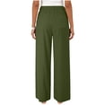 thumbnail image 4 of GUACER Women's Wide Leg Pants Trendy Solid Color Cotton Linen Elastic Waisted Drawstring Loose Pockets Straight Leg Pants, 4 of 8