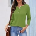 thumbnail image 2 of AherBiu 3/4 Sleeve Length Tops for Women Button Notch V Neck Comfy Basic T Shirts Casual Loose Blouse, 2 of 5