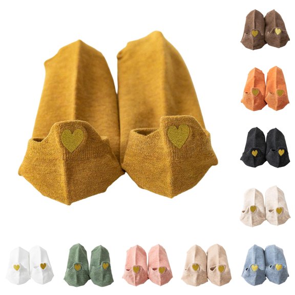 Daznico Women Low Cut Ankle Socks Heart Embroidery Heel Pull Tab Soft Breathable Stretch Japanese Style Cute Casual Footwear for Summer Daily Matching