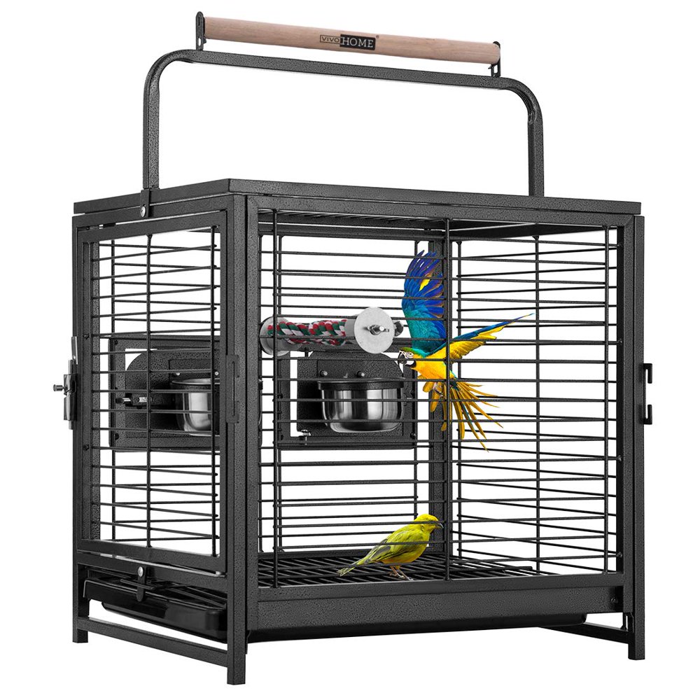 18 Inch Heavy Duty Wrought Iron Travel Carrier Portable Bird Parrot