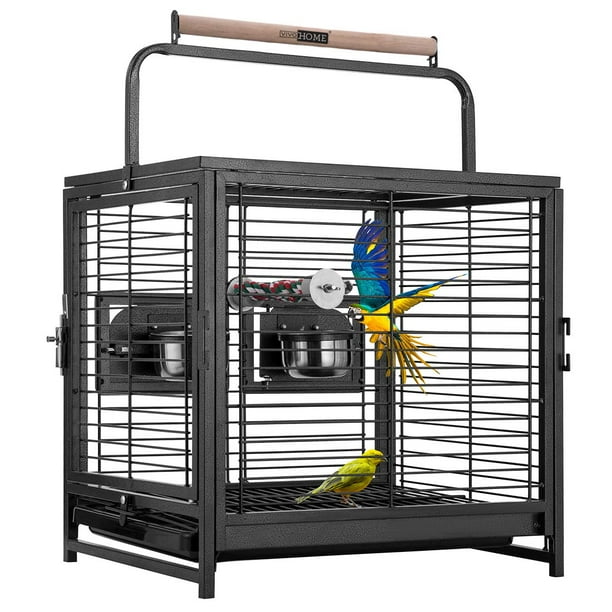 18 Inch Heavy Duty Wrought Iron Travel Carrier Portable Bird Parrot