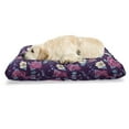 thumbnail image 1 of Floral Pet Bed, Rhythmic Wildflower Pointed Petals Roses Blue Leaves on Dark Background, Resistant Pad for Dogs and Cats Cushion with Removable Cover, 24" x 39", Plum and Multicolor, by Ambesonne, 1 of 4