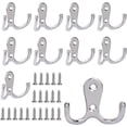 thumbnail image 1 of 10 Pieces Coat Hook, Metal Double Coat Hook with Screws, Bathroom Hook, for Shelves, Drawers, Bath, Bedroom Hook and Decor (Silver), 1 of 5