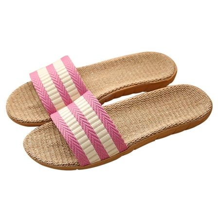 

NUOLUX Slippers Lightweight Shoesnon Sweat Absorb Sole Flat Couple Linen Summer Indoor Beach Toe Open Tatami Flax