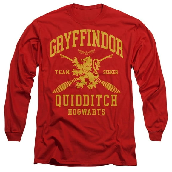 Harry Potter Gryffindor Quidditch Arch Unisex Adult Long-Sleeve T Shirt, Red, 2X-Large