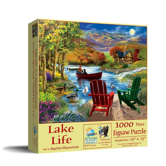 SUNSOUT INC - Lake Life - 1000 pc Jigsaw Puzzle by Artist: Bigelow Illustrations - Finished Size 20" x 27" - MPN# 31504