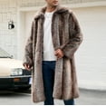 thumbnail image 4 of Txeol Brown Faux Fur Coat for Men Thicken Warm Open Front Cardigan Overcoat Fluffy Soft Long Winter Jacket Outwear 2025,M, 4 of 6