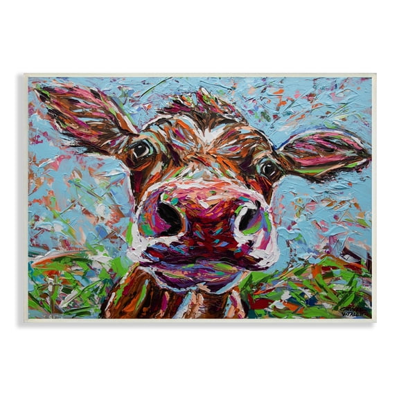Stupell Industries Bold Cattle Cow Kaleidoscopic Layered Farm Painting Painting Unframed Art Print Wall Art, Design by Carolee Vitaletti