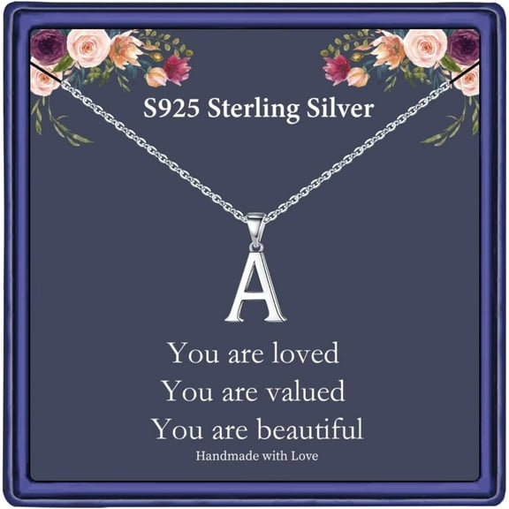S925 Sterling Silver Initial Necklaces for Women, Dainty Sterling Silver Initial Necklace Women Birthday Christmas Gifts Personalized Initial Necklaces for Women Jewelry