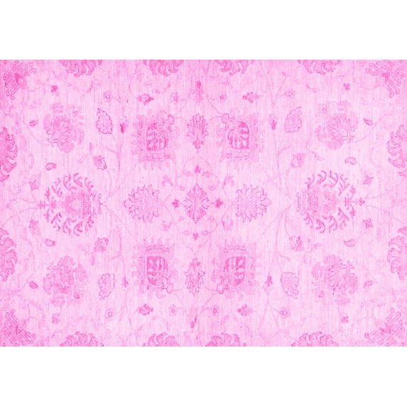 Ahgly Company Indoor Rectangle Abstract Pink Modern Area Rugs, 5' x 7'