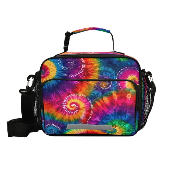 Insulated Lunch Bag 6L Leak-Proof Lunch Box with Shoulder Strap Multiple Pockets Lunch Tote Colorful Tie-dye with Swirling
