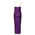 thumbnail image 5 of Babysbule Women's Dress Women Deep V Sequins Wrap Ruched Sleeveless Nightclub Party Dress, 5 of 9