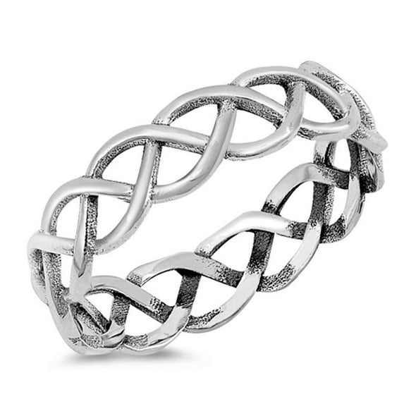 Oxidized Braided Criss Cross Eternity Knot Ring Sterling Silver Band 925 Jewelry Female Male Size 12