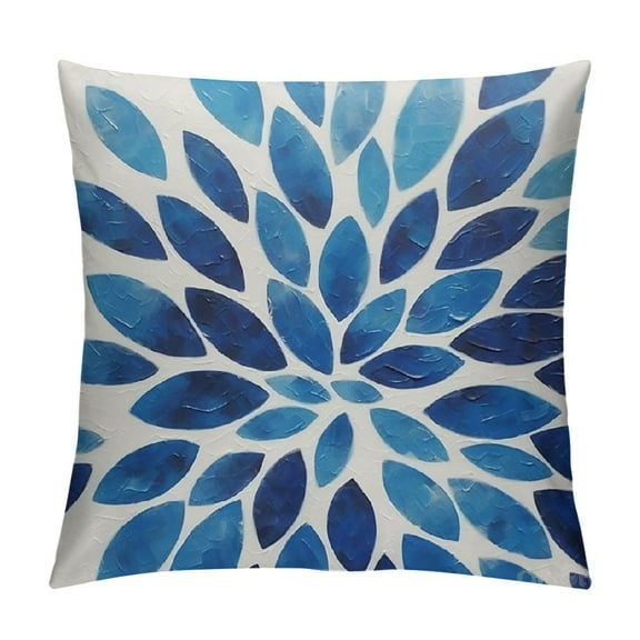 PRATYUS Spring Teal Dahlia Pillow Covers Navy Blue Teal Floral Couch Pillow Cases Modern Abstract Throw Pillows Summer Home Decor for Living Room Bedroom Bed Cushion Outdoor 12x12in
