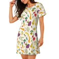 thumbnail image 2 of Fotbe Vegetable Bata de Dormir para Mujer con Estampado, Camisón de Algodón de Manga Corta, Ropa de Dormir Casual, 2 of 6