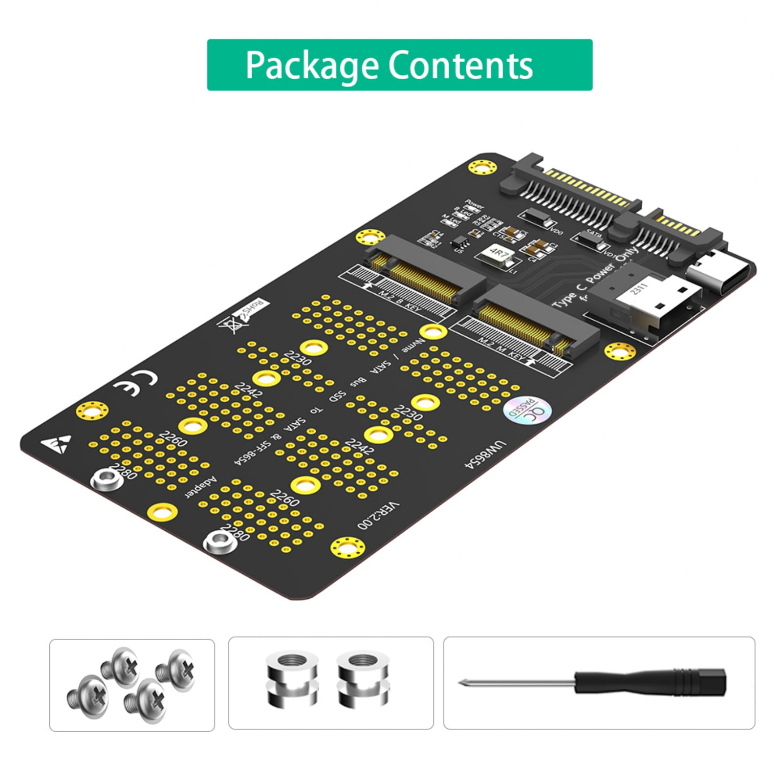 Portable NVMe to SATA3 & SFF8654 Interfaces Card for Easy Hard Drives Upgrades and Data Backup