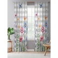 thumbnail image 5 of Sheer Curtains 108 Inches Long, Spring Floral Semi Sheer Curtains Light Filtering Window Treatment, Grey Plaid Pink Blue Flowers Butterfly Privacy Voile Drapes for Living Room Bedroom 52x108 Inch, 5 of 7