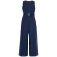 thumbnail image 3 of vastwit Girls Chiffon Jumpsuit Kids Overalls Sleeveless Romper Party Playsuit Wedding Dance Formal Navy Blue 14, 3 of 7