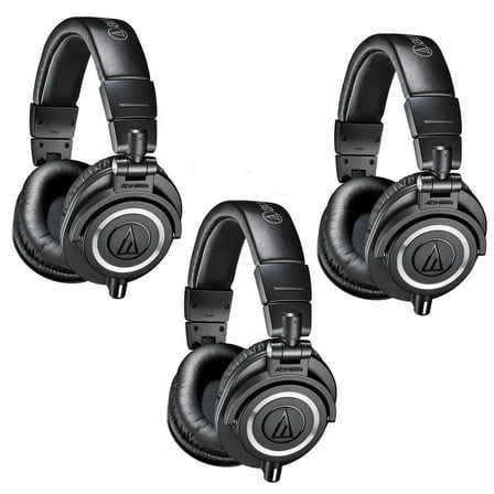 Audio-Technica Audio-Technica 3 Pack ATH-M50x Professional Monitor Headphones, Black