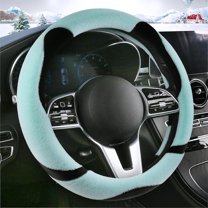 Fluffy Steering Wheel Cover, Cute Fuzzy Steering Wheel Cover Soft Universal 15 Inch, Mint Green