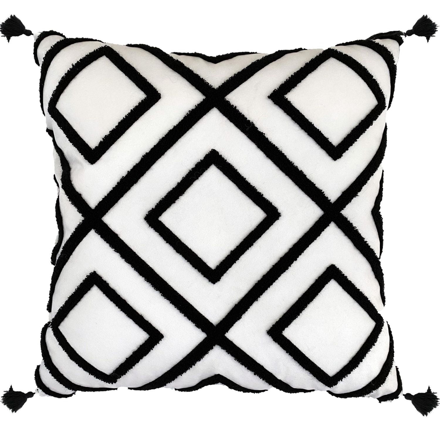 hometrends Coussin Décoratif Noir en Zigzag