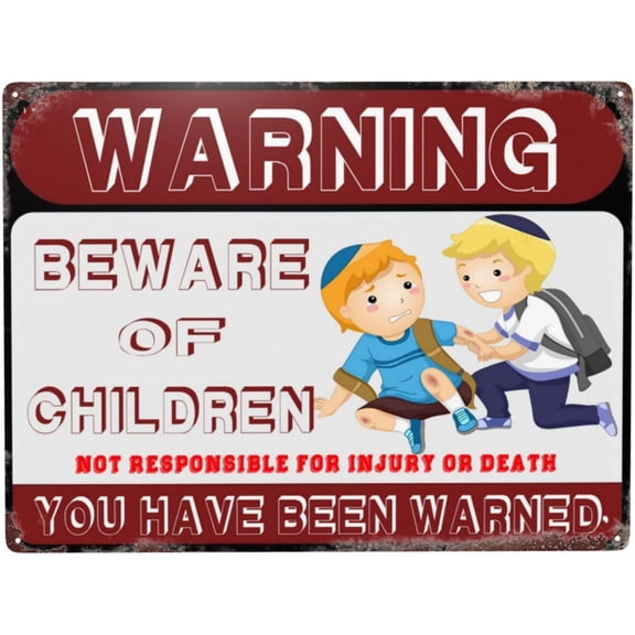 Beware Of Children Metal Sign Warning Sign Safety Signs For Home Outdoor Garden 17.2x12 Inches