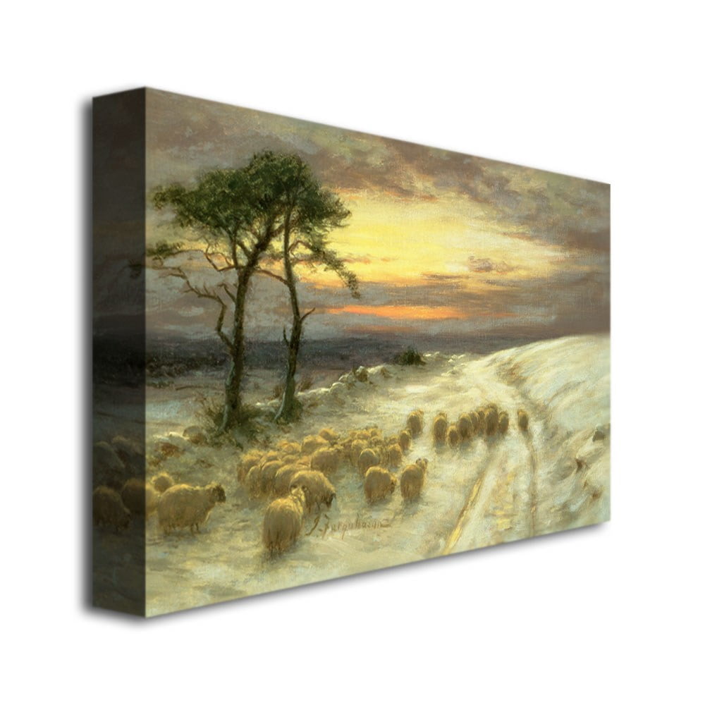Trademark Fine Art "Sheep In The Snow" Canvas Wall Art by Joseph Farquharson