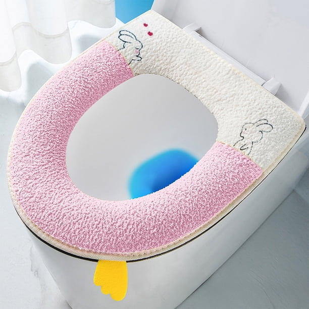 Cojín del asiento del váter: funda gruesa y blanda con asa para el invierno para el calor invernal. Se adapta a la mayoría de los inodoros. Se puede lavar a máquina