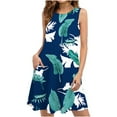 thumbnail image 1 of Mefallenssiah Robes d'Été pour Femmes Plage Florale T-Shirt Robe Décontractée Poches Boho Robe Débardeur, 1 of 5