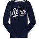 thumbnail image 1 of Aeropostale Womens Script Henley Shirt, Azul, Small Aeropostale henley, 1 of 1