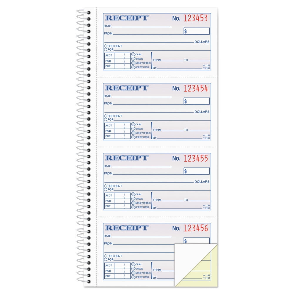 Adams 2-Part Rent Receipt Record Book, Carbonless, 200 Forms, 2 3/4 x 4 3/4