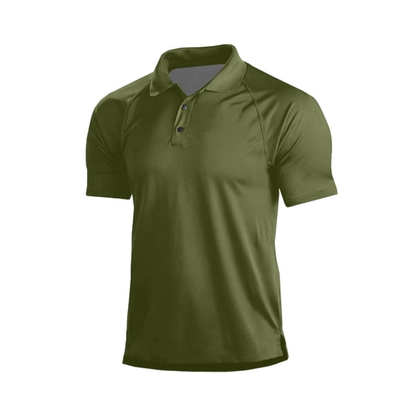 Polo Shirts for Men Casual Short Sleeve Quick Dry Collared Golf Shirt summer Performance Pique Athletic T-Shirts Army Green M