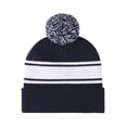 thumbnail image 1 of TOPTIE Bonnet à Rayures avec Pompon Unisexe Hiver & Chapeau de Sport-Marine, 1 of 9