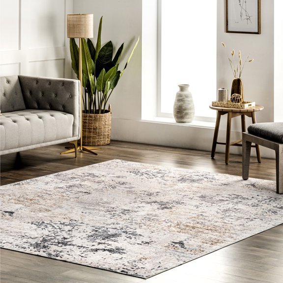 nuLOOM Danae SpinClean Abstract Machine Washable Area Rug, 5' x 8', Danae Ivory