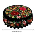 thumbnail image 3 of Mexican Floral Tablecloth for Dining Table, Rectangle and Round Size with Scalloped Edge, Vibrant Colorful Folk Art Pattern Table Cover (Watermelon Red,Rectangle 152 x 152 cm), 3 of 8