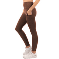 thumbnail image 4 of Yoga Leggings with Pockets High Waist Tummy Control Super Soft Stretchy Skinny Workout Yoga Pants 28" Brown X-Small, 4 of 4