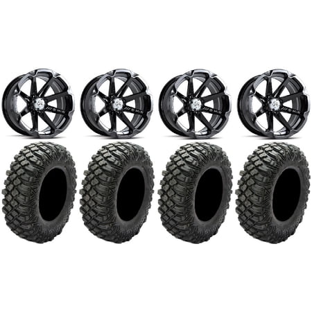 MSA Black Diesel 14 UTV Wheels 28 Crawler XR Tires Kawasaki Mule Pro FXT