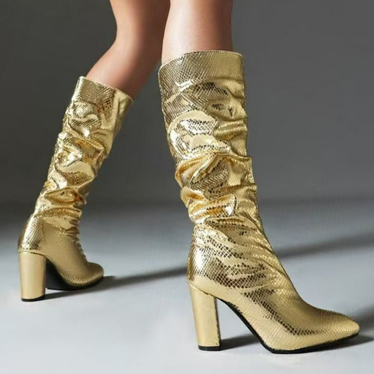 gold wide calf boots